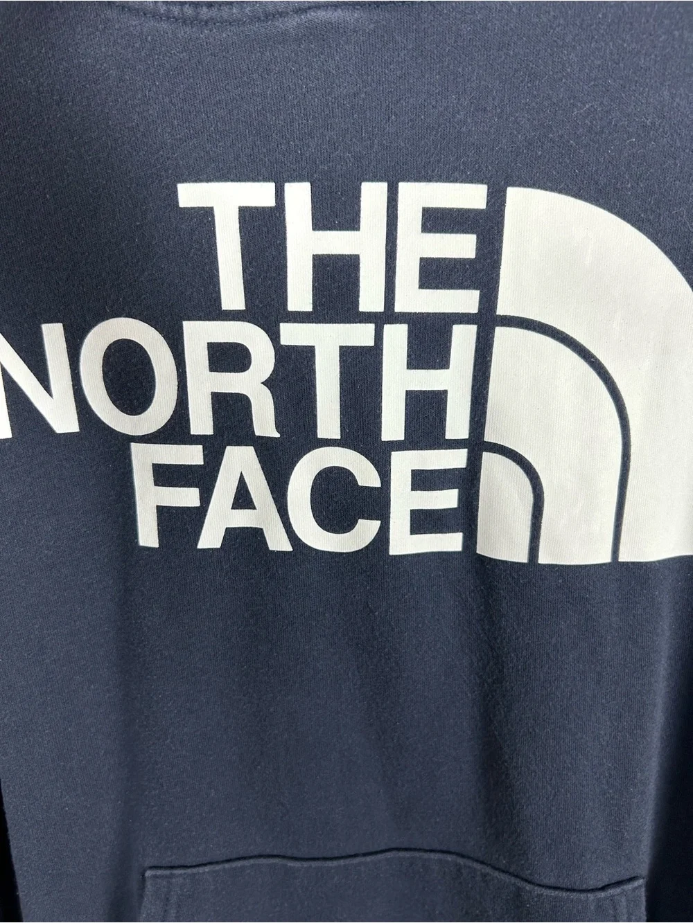 The North Face Logo Hoodie Sweatshirt Navy Blue Pullover Pocket Men’s Small